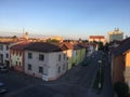 Roof top view to a church Royalty Free Stock Photo